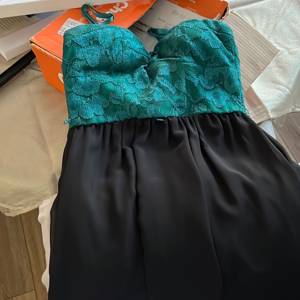 Green and black dress